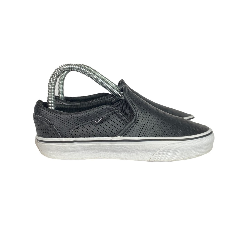 Vans Black Perf Leather Asher Slip On Sneakers Women's Size 6